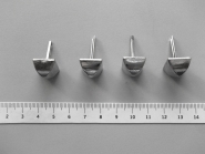 Taschenfuß Metall 417875 Viereck - runde Spitze, Größe ca. 14 x 14 mm, Höhe ca. 10 mm